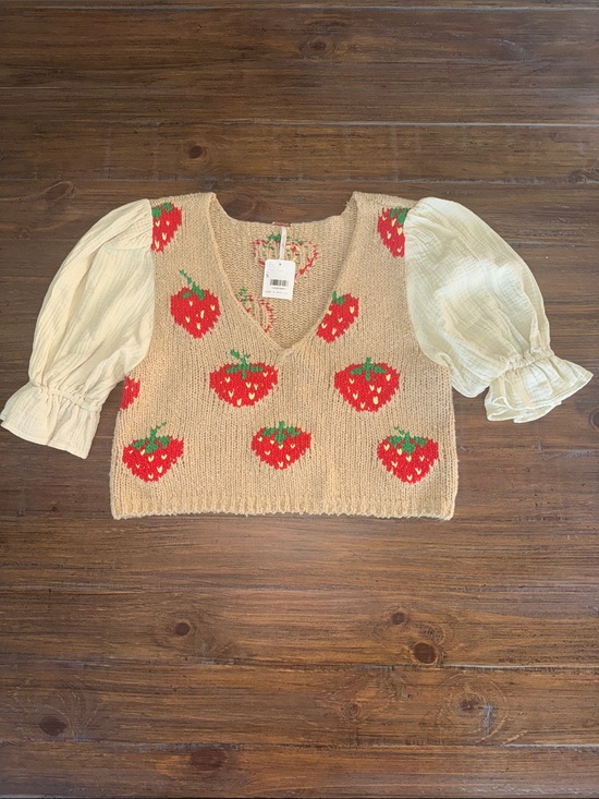 Free People Tops - NWT Free People Strawberry Jam Mixed-Media Crop Top Size S